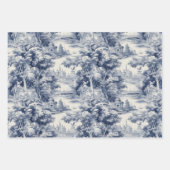 Oud Kasteel Modern Blauw Toile de Jouy patroon Inpakpapier Vel (Voorkant)