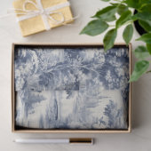 Oud Kasteel Modern Blauw Toile de Jouy patroon Tissuepapier (Geschenk)