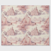 Oud Kasteel Modern rood Toile de Jouy patroon Cadeaupapier (Vlak)