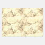 Oud Kasteel Modern rood Toile de Jouy patroon Inpakpapier Vel (Voorkant 3)