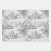 Oud Kasteel Modern rood Toile de Jouy patroon Inpakpapier Vel (Voorkant 2)