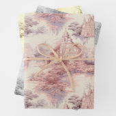 Oud Kasteel Modern rood Toile de Jouy patroon Inpakpapier Vel (In situ)