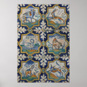 Oud keramisch Tegel Dierenboek Poster (Voorkant)