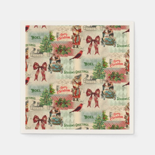 Oud Kerst Collage Servet (Voorkant)