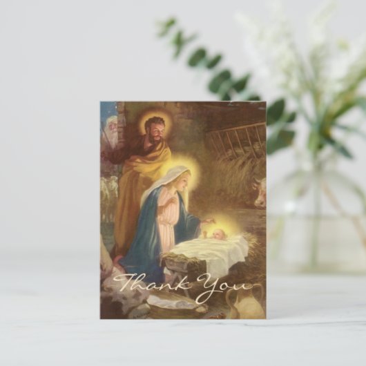 Oud kerst dank je briefkaart (Staand voorkant)