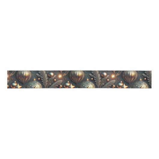 Oud Kerst Decoratie Patroon Grosgrain Lint (Voorkant)