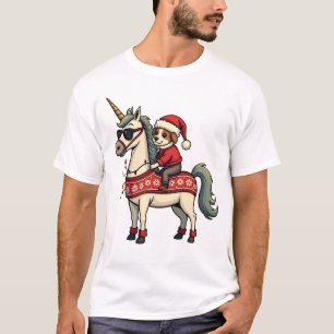 Oud kerst eenhoorn en hond lelijke trui stijl t-shirt