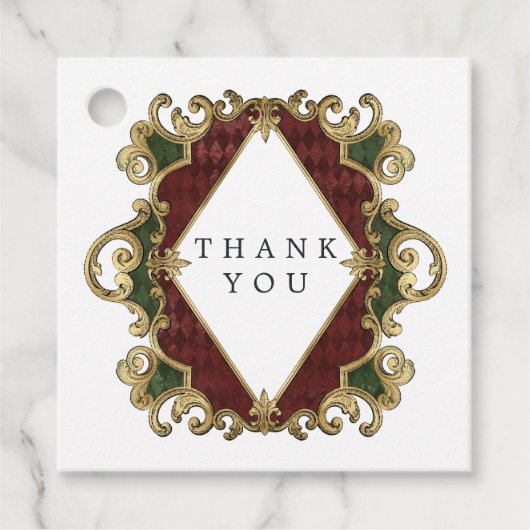 Oud Kerst Gilded Grunge Harlekijn Bedankjes Labels (Voorkant)