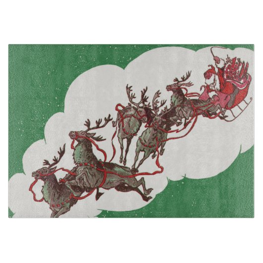 Oud Kerstavond, Retro Kerstman in slee Snijplank (Voorkant)