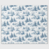 Oud kerstblauw toile cadeaupapier (Vlak)