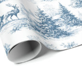 Oud kerstblauw toile cadeaupapier (Rol Hoek)