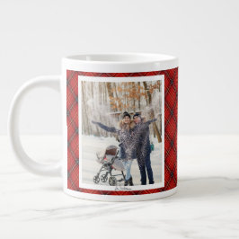 Oud kerstcadeau 2 foto trendy rode ruit grote koffiekop