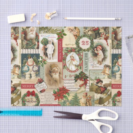 oud kerstcollage - onthoofdepapier tissuepapier (Craft)