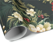 Oud kerstfantasie bloempatroon cadeaupapier (Rol Hoek)