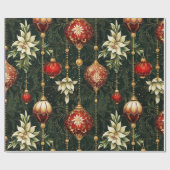 Oud kerstfantasie Bloempatroon Cadeaupapier (Vlak)