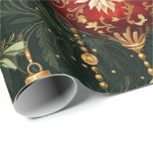 Oud kerstfantasie Bloempatroon Cadeaupapier (Rol Hoek)