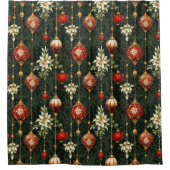 Oud kerstfantasie bloempatroon douchegordijn (Voorkant)