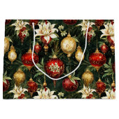 Oud kerstfantasie Bloempatroon Groot Cadeauzakje (Voorkant)