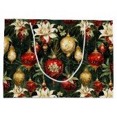 Oud kerstfantasie Bloempatroon Groot Cadeauzakje (Achterkant)