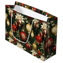 Oud kerstfantasie Bloempatroon Groot Cadeauzakje