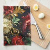 Oud kerstfantasie Bloempatroon Theedoek (Quarter Fold)