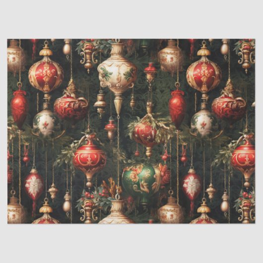 Oud kerstfantasie Bloempatroon Tissuepapier (Voorkant)
