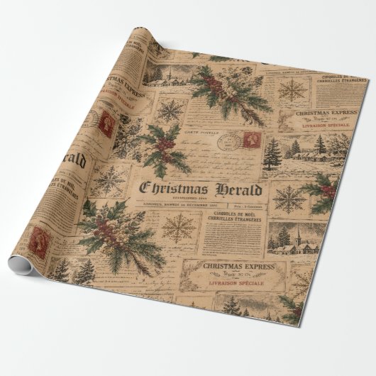 Oud Kerstfeest Cadeaupapier (Uitgerold)