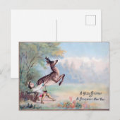 Oud Kerstfeest: Het Springende Ree en Jongen Briefkaart (Voorkant / Achterkant)