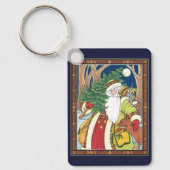 Oud kerstfeest, Kerstman Hert in Bos Sleutelhanger (Voorkant)