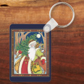 Oud kerstfeest, Kerstman Hert in Bos Sleutelhanger (Achterkant)