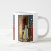 Oud Kerstfeest, kind dat zich verwarmt bij de open Grote Koffiekop (Rechts)