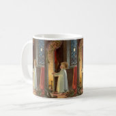 Oud Kerstfeest, Kind dat zich verwarmt bij de open Koffiemok (Voorkant links)