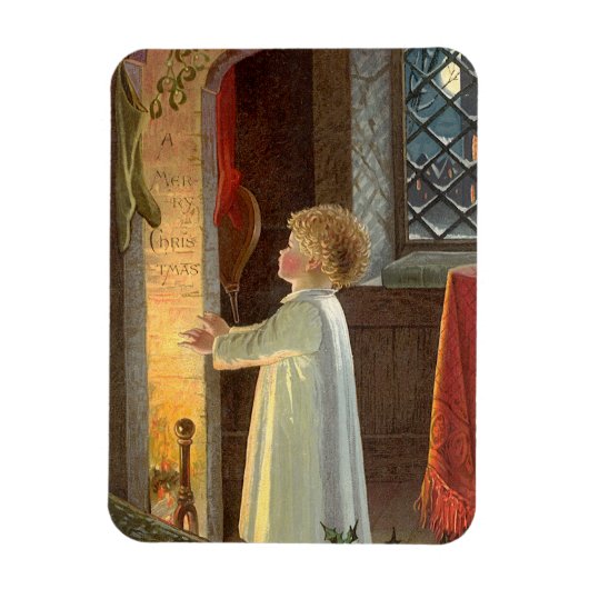 Oud Kerstfeest, Kind dat zich verwarmt bij de open Magneet (Verticaal)