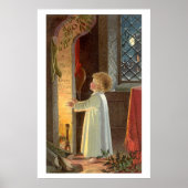Oud Kerstfeest, Kind dat zich verwarmt bij de open Poster (Voorkant)