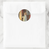 Oud Kerstfeest, Kind dat zich verwarmt bij de open Ronde Sticker (Tas)