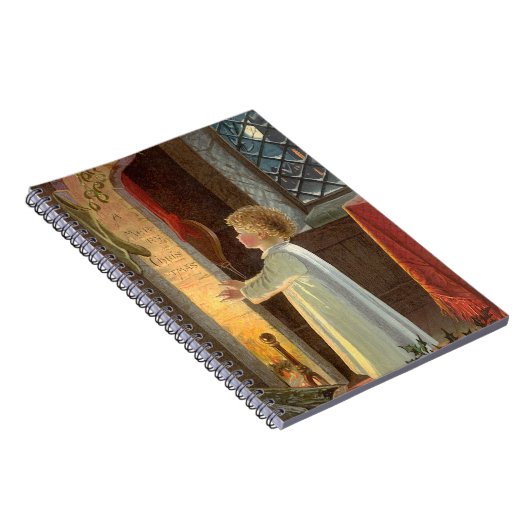 Oud Kerstfeest, kind dat zich warmt bij de open ha Notitieboek (Rechterzijde)