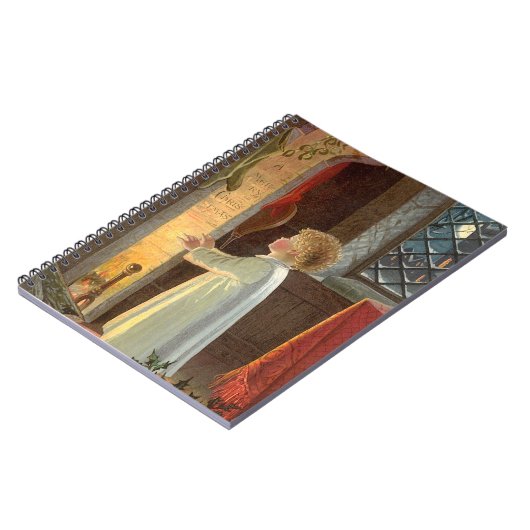 Oud Kerstfeest, kind dat zich warmt bij de open ha Notitieboek (Linkerzijde)