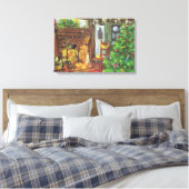 Oud kerstfeest, knus blokhut met open haard canvas afdruk (Insitu (Slaapkamer))