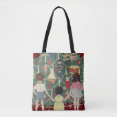 Oud Kerstfeest rond een versierde boom Tote Bag (Voorkant)