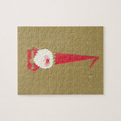 Oud kerstfeest, Schattige Kerstman Gnoom op Goud Legpuzzel (Horizontaal)