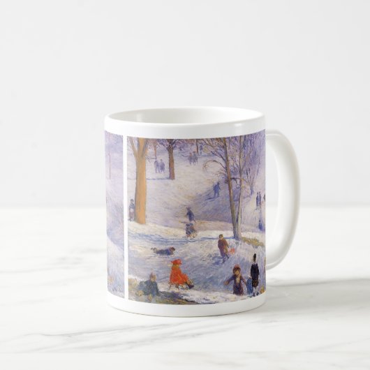 Oud kerstfeest, sleeën, Central Park Glackens Koffiemok (Voorkant rechts)