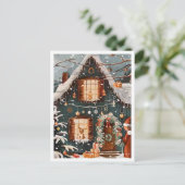Oud Kerstfeest thuis Briefkaart (Staand voorkant)