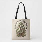 Oud Kerstfeest, Versierde Victoriaanse Boom Tote Bag (Voorkant)