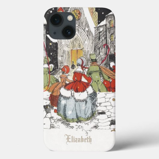 Oud Kerstfeest, Victoriaanse mensen in de kerk Case-Mate iPhone Case (Achterkant)