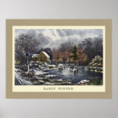 Oud Kerstfeest, Vroeg Winter met Schaatsers Poster (Voorkant)