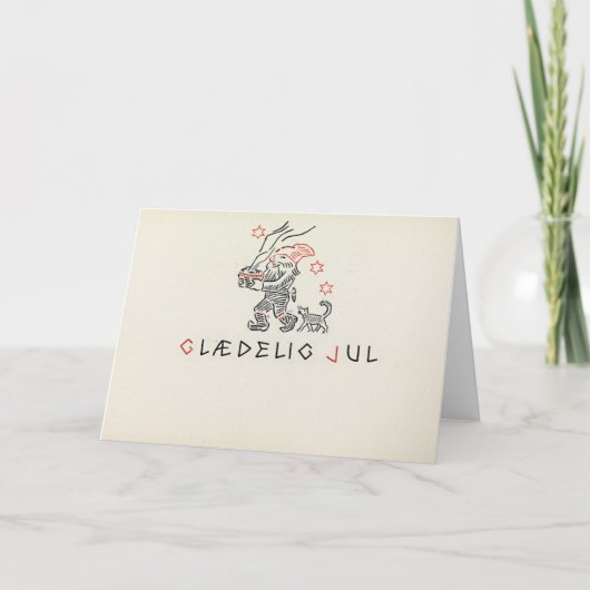 Oud kerstkaart Noorwegen | Glædelig Jul Feestdagen Kaart (Voorkant)