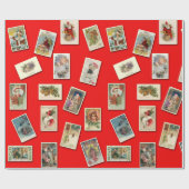 Oud kerstkaartpatroon cadeaupapier (Vlak)