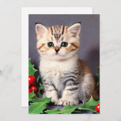 Oud Kerstkatje en Hulst Feestdagenkaart (Voorkant / Achterkant)