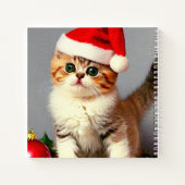 Oud kerstkatje met kerstmuts notitieboek (Achterkant)