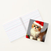 Oud kerstkatje met kerstmuts notitieboek (Binnen)